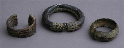 Appraisal: THREE EARLY PERSIAN BRONZE BRACELETS to in Provenance Property from