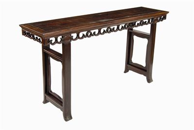 Appraisal: A Chinese padouk altar table with a pierced frieze and