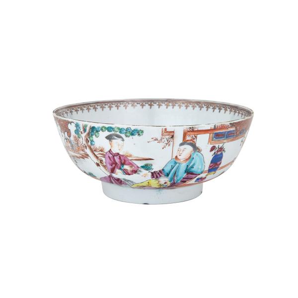 Appraisal: Export Mandarin Rose Punchbowl th Century Both sides with design