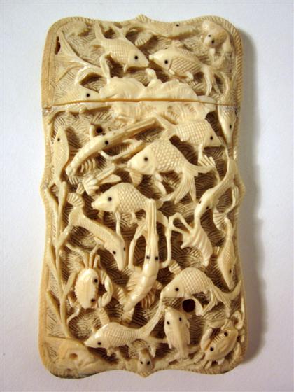 Appraisal: Chinese carved ivory card casecanton th century