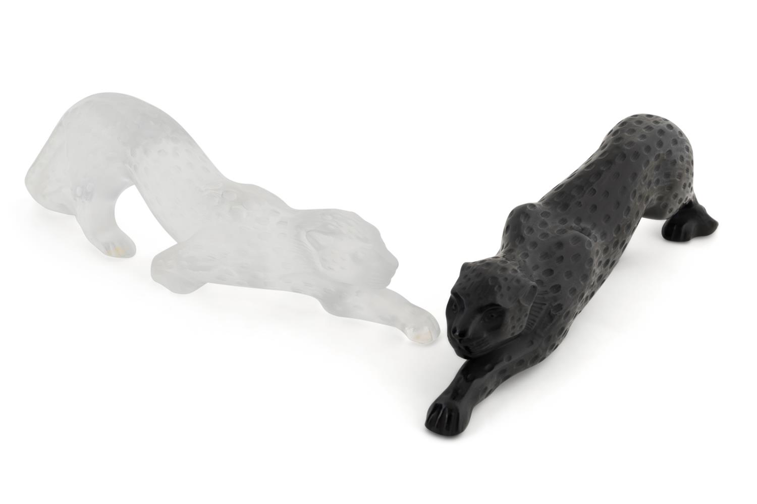 Appraisal: TWO LALIQUE ZEILA PANTHER SCULPTURES Two Lalique French Zeila frosted