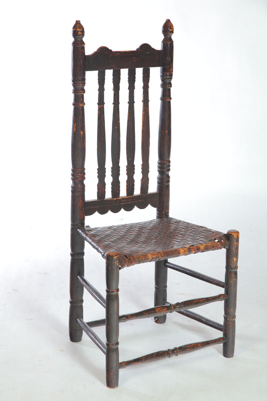 Appraisal: BANISTER-BACK SIDE CHAIR American th century probably maple Turned posts