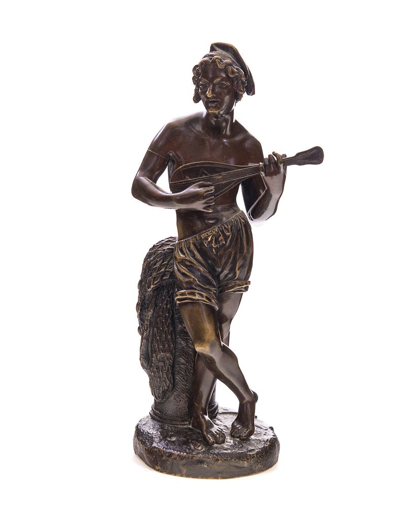 Appraisal: Bronze Statue of Mandolin Player Bronze Statue of Mandolin Player