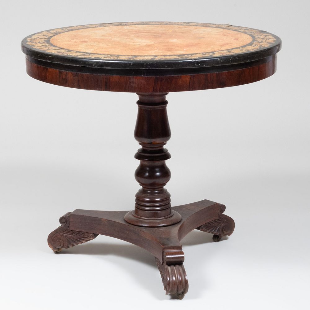 Appraisal: William IV Rosewood and Scagliola Center Table x in diam