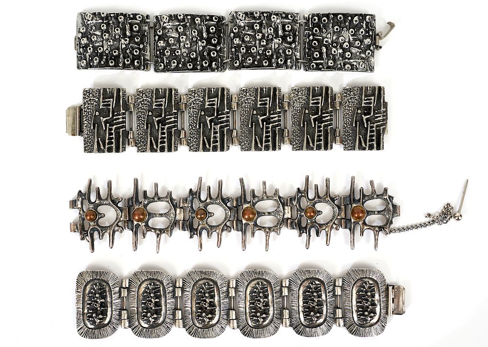 Appraisal: Robert Larin Brutalist Style Chunky Bracelets Robert Larin 'Radiant Lichen'