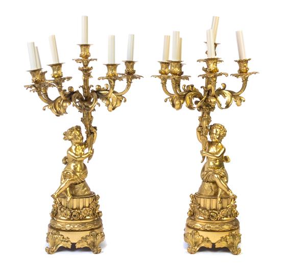 Appraisal: Sale Lot A Pair of Louis XV Style Gilt Bronze