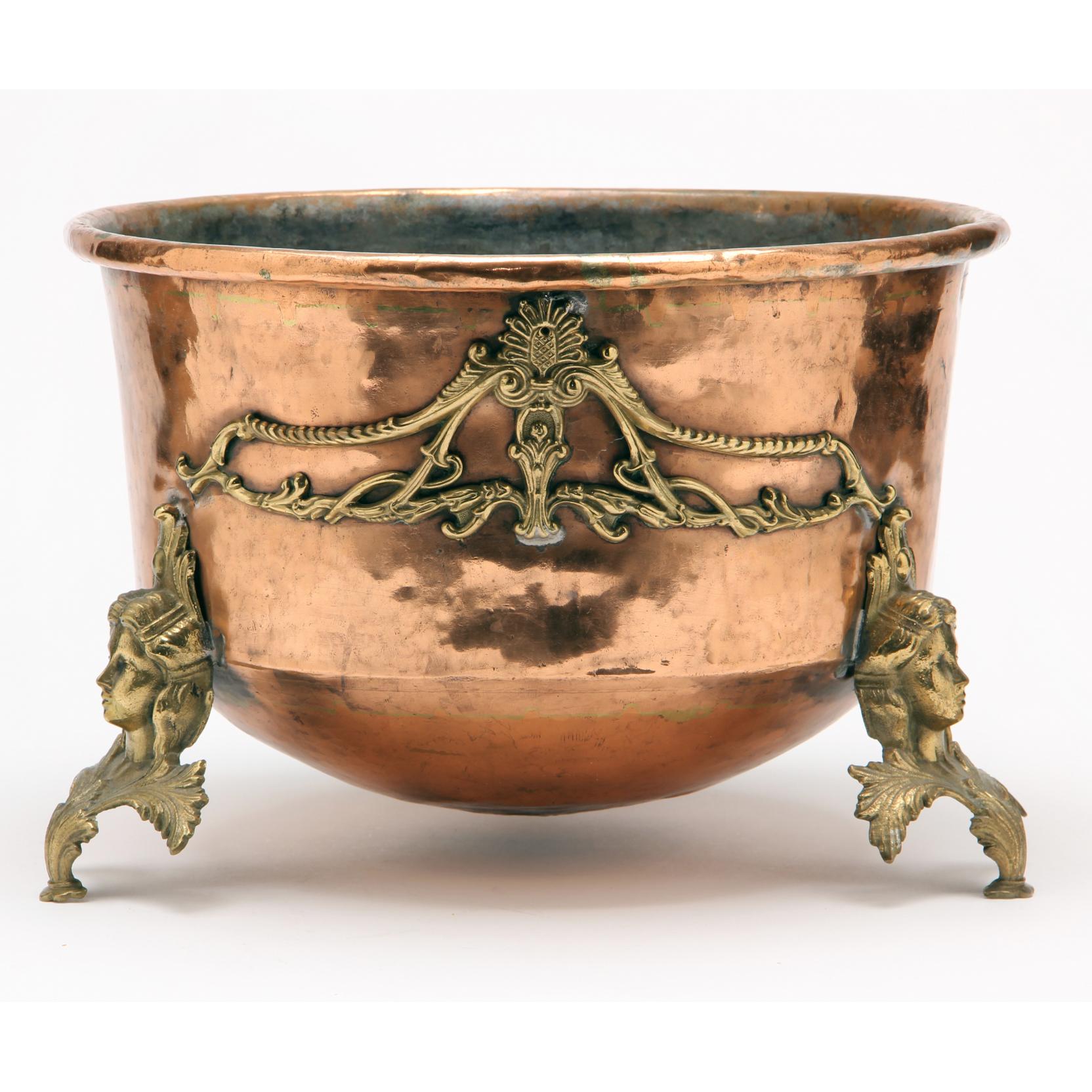 Appraisal: Renaissance Revival Copper Brass Jardiniere with female head and acanthus