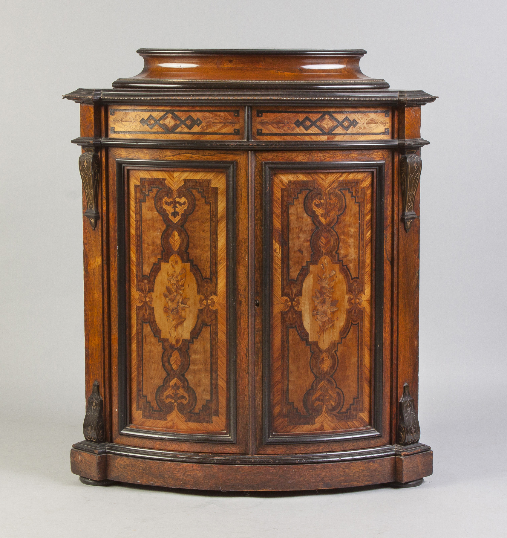 Appraisal: Victorian Inlaid Ebonized Rosewood Corner Cabinet th cent