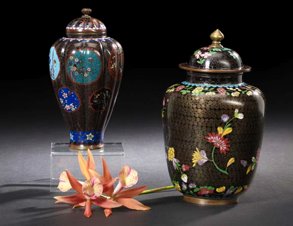 Appraisal: Japanese Cloisonne Covered Urn th century of ginger jar form