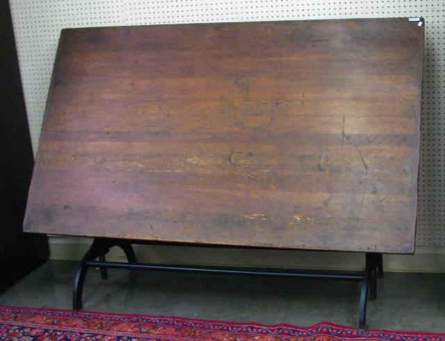 Appraisal: Antique Draftsman's Table with cast iron base and gear driven