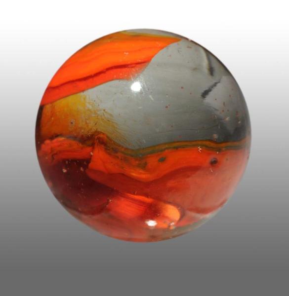 Appraisal: Christensen Agate Banded Transparent Marble Description Electric orange and clear