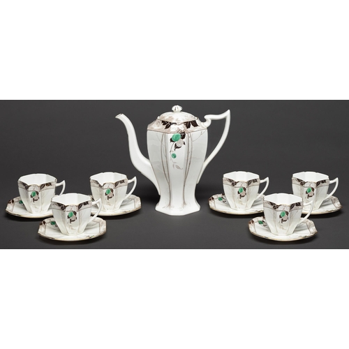 Appraisal: A Shelley Damsons pattern coffee service of Queen Anne shape