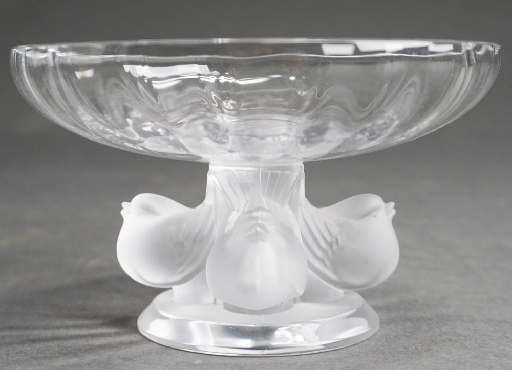 Appraisal: LALIQUE 'NOGENT' PARTIALLY FROSTED MOLDED GLASS COUPE DISH H X