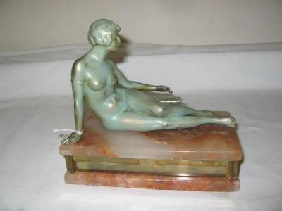 Appraisal: AN ART DECO SPELTER FIGURE of Pandora in the style