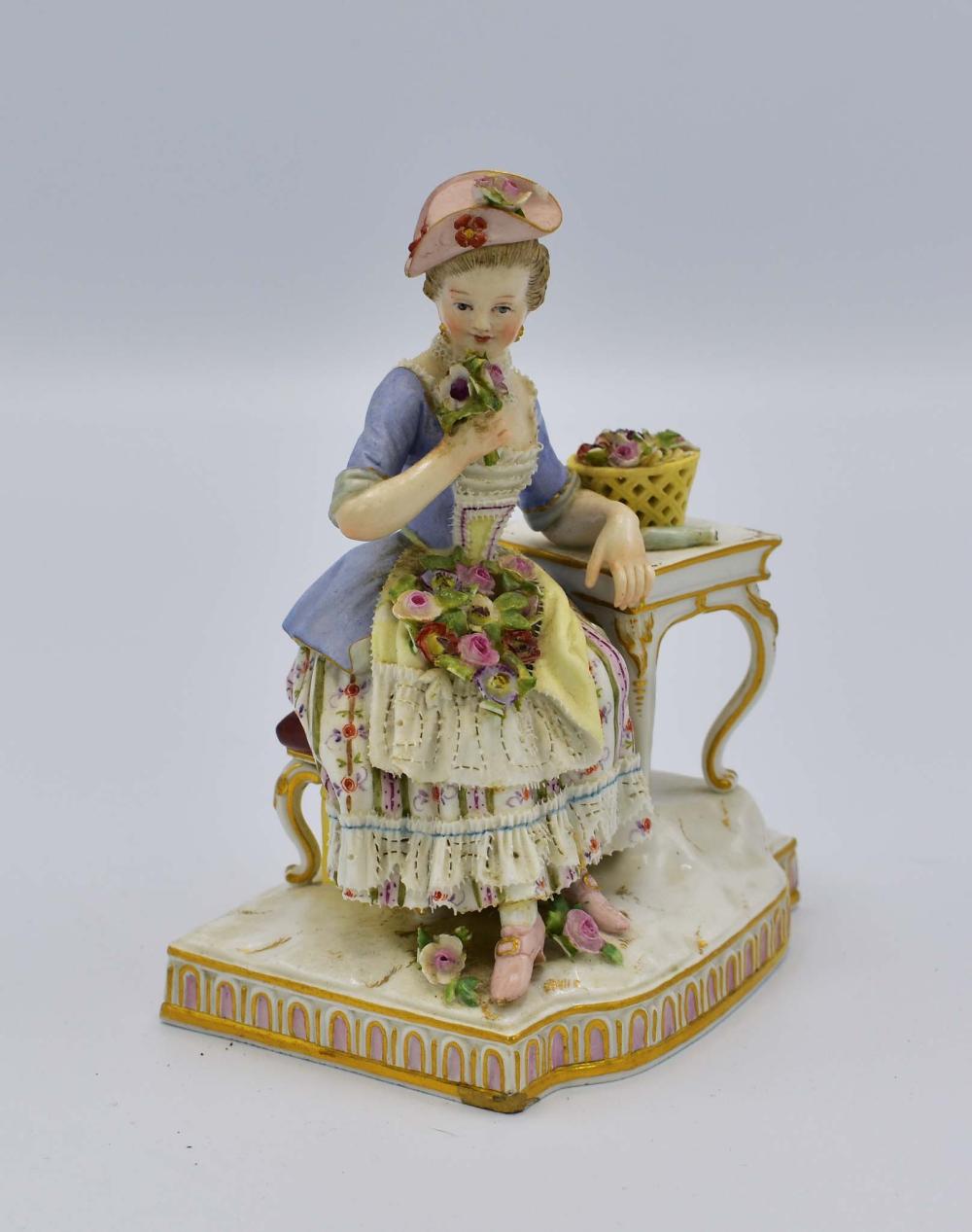 Appraisal: MEISSEN FIGURE OF A MAIDEN WITH FLOWERSLate th Early th