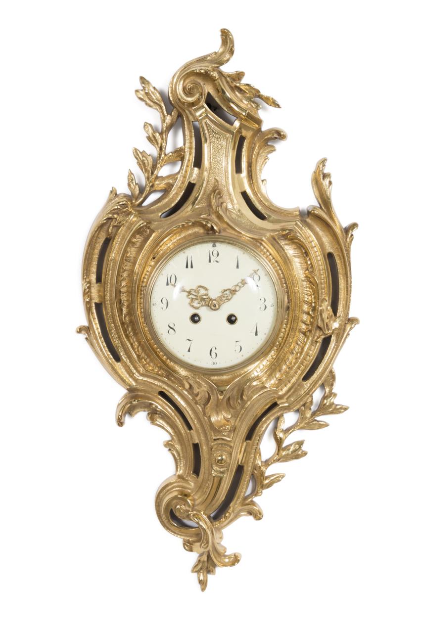 Appraisal: JAPY FRERES BRASS LOUIS XV STYLE CARTEL CLOCK Japy Freres