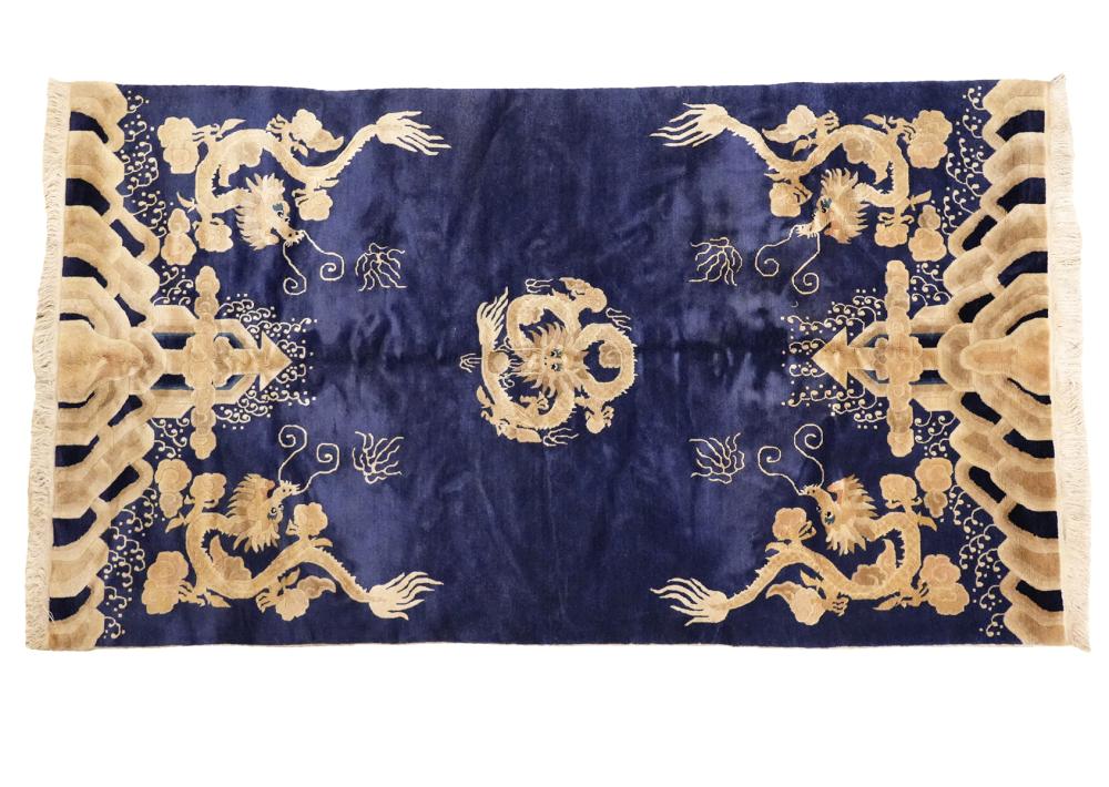 Appraisal: CHINESE IMPERIAL BLUE DRAGON RUGChinese Imperial Dragon Rug with a