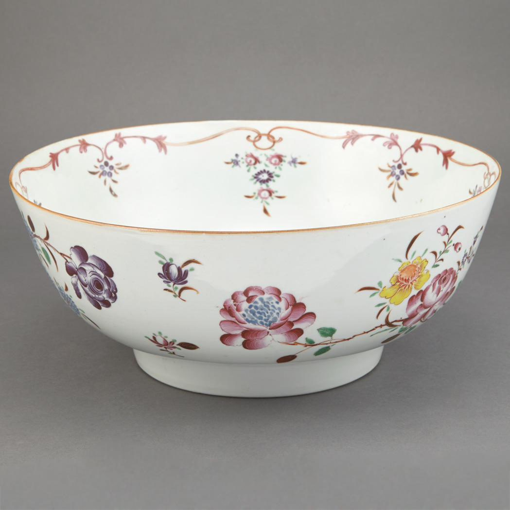 Appraisal: Chinese Export Famille Rose Porcelain Punch Bowl th Century Decorated