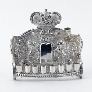 Appraisal: Antique Judaica Silver Traveling Menorah Antique Judaica Silver Traveling Menorah