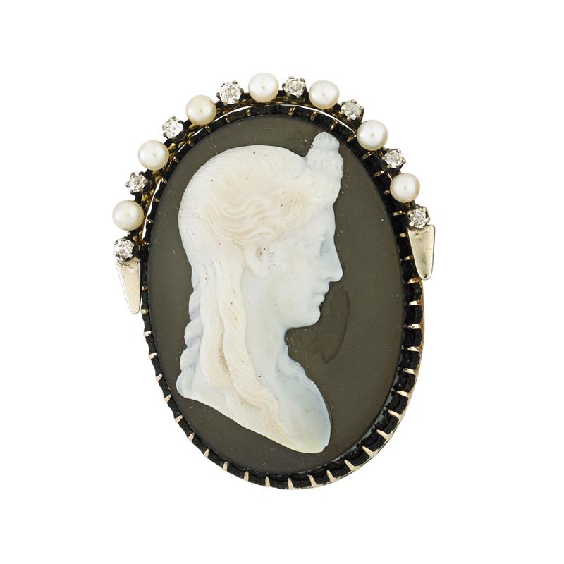 Appraisal: VICTORIAN GOLD MOUNTED HARDSTONE CAMEO k yg pendant brooch portrait