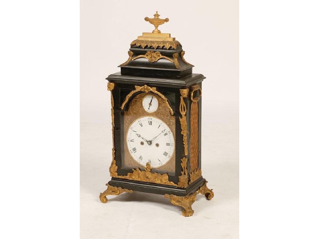 Appraisal: A GEORGE III EBONISED AND ORMOLU MOUNTED BRACKET CLOCK with