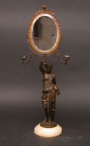 Appraisal: Ornate Bronze Mirror th Century Classical bronze figure of a