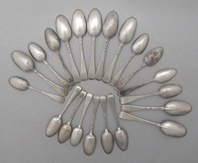 Appraisal: Twenty one various th century Hanoverian dessert spoons mixed sizes