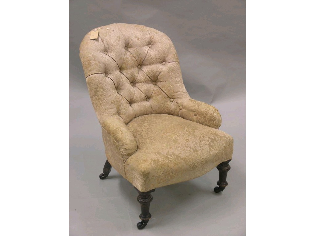 Appraisal: A small Victorian upholstered drawing room single chair on front