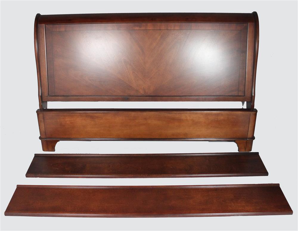 Appraisal: CLASSICAL STYLE MAHOGANY KING SIZE SLEIGH BED includes headboard footboard