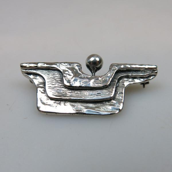 Appraisal: Jean-Claude Darveau Silver-Plated Abstract Brooch cm length