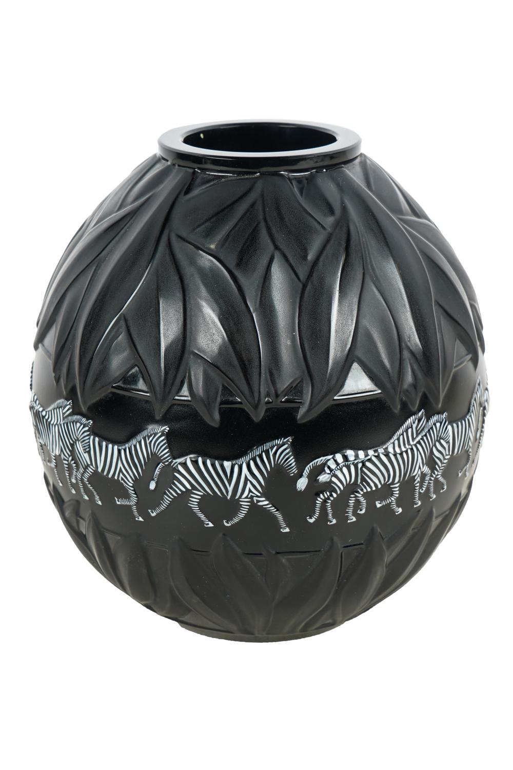 Appraisal: LALIQUE BLACK TANZANIA VASEsigned Lalique France underside inches high Condition