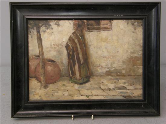 Appraisal: J MacWilson oil on board African man standing by a