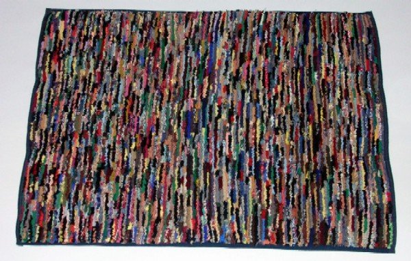 Appraisal: Hooked rug Multicolor striped pattern Wool edging York PA c