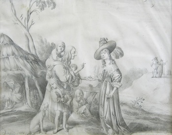 Appraisal: Drawing After Pieter Jansz Quast Fortune Teller Graphite on parchment