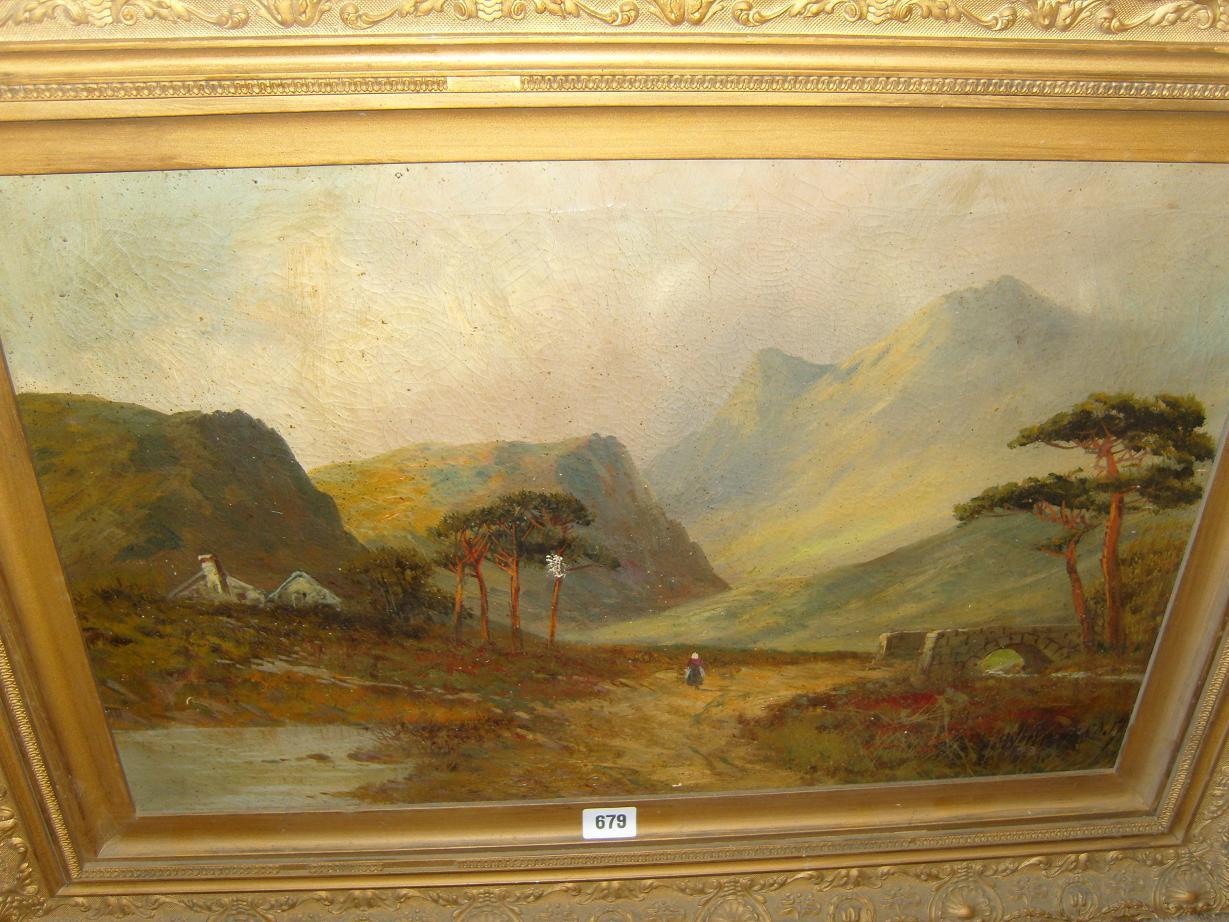 Appraisal: A th century oil painting on canvas showing a Highland