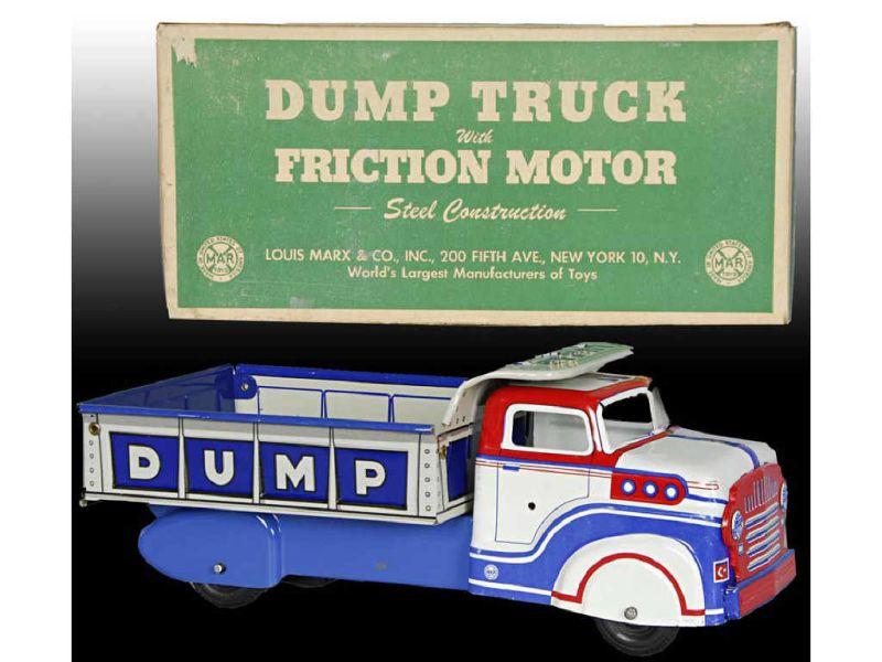 Appraisal: Marx Tin Friction Lumar Construction Co Dump Toy Description Truck