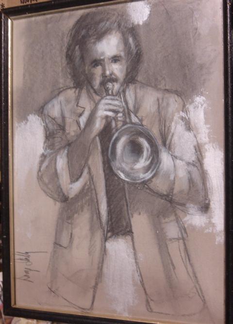 Appraisal: Doug Shelly American th c mixed media trumpet player x