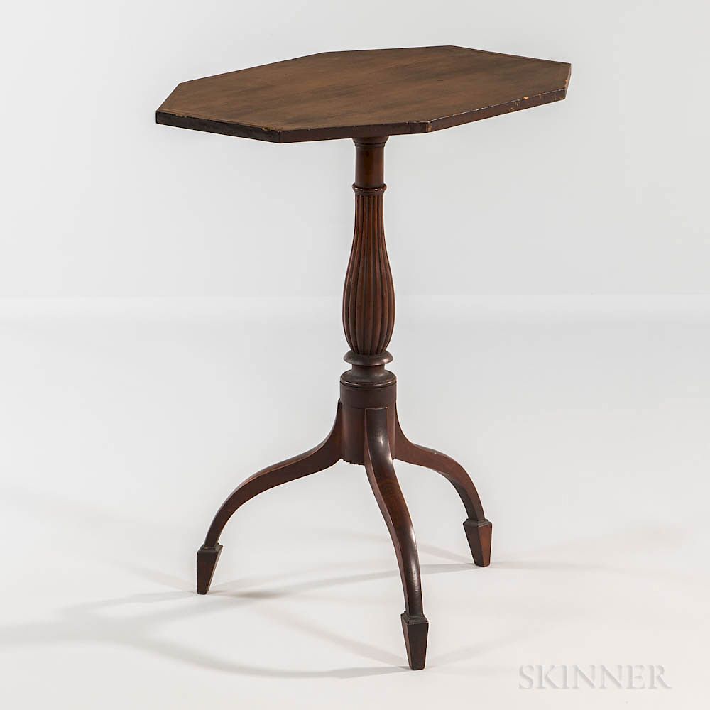 Appraisal: Carved and Inlaid Mahogany Tilt-top Candlestand Carved and Inlaid Mahogany