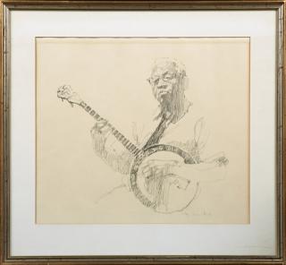 Appraisal: B Fuchs The Banjo Player th c graphite s B