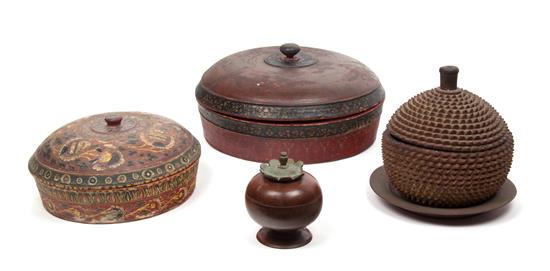 Appraisal: Sale Lot Four Indonesian Carved Wooden Boxes late th early