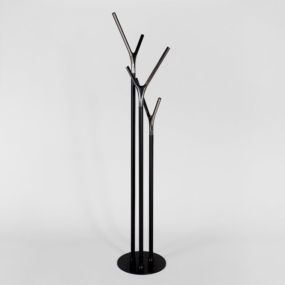 Appraisal: Black and Chrome Metal Coat Rack x in diam Condition