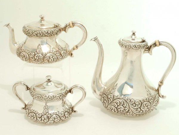 Appraisal: A Simons Brothers sterling silver partial tea set One coffee