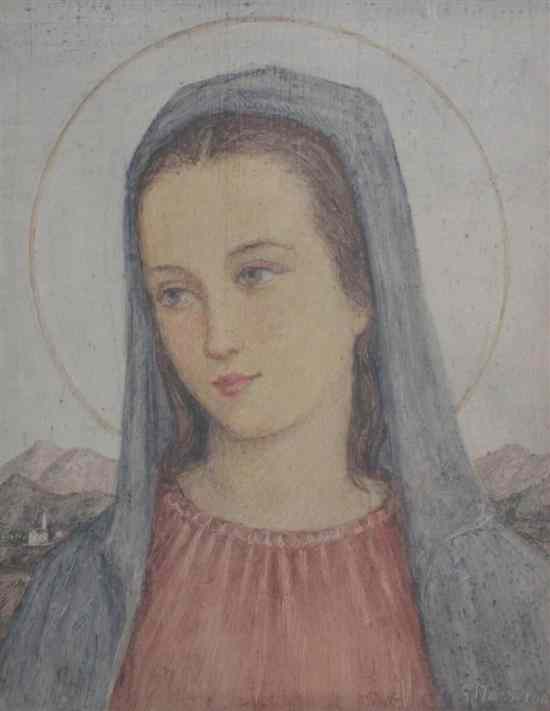 Appraisal: Giulio Masseroni - tempera Head of the Virgin Mary signed