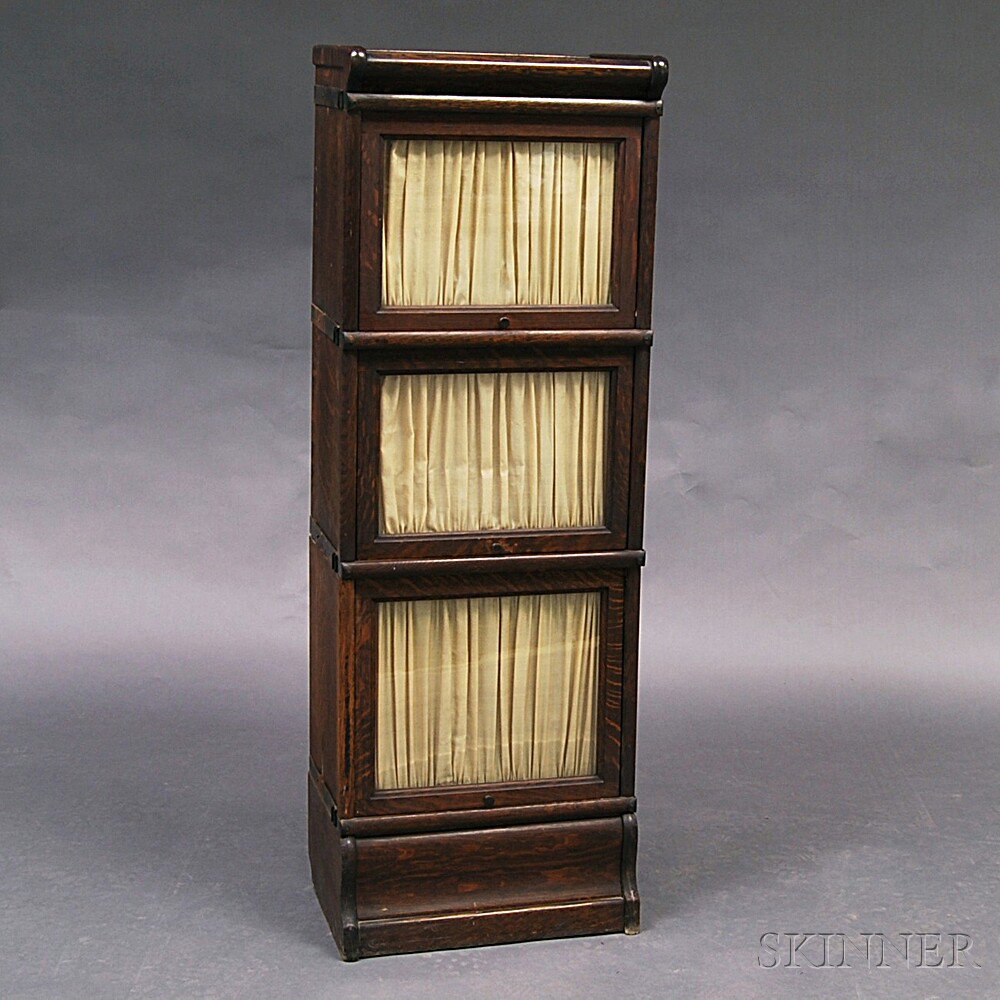 Appraisal: Diminutive Oak Three-stack Bookcase early th century ht wd dp