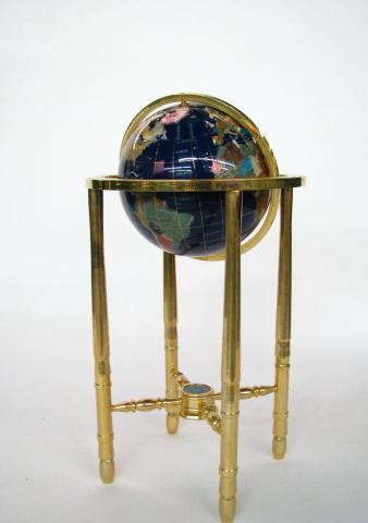 Appraisal: Replogle Globe on Brass Stand with Semi-Precious Stones '' high