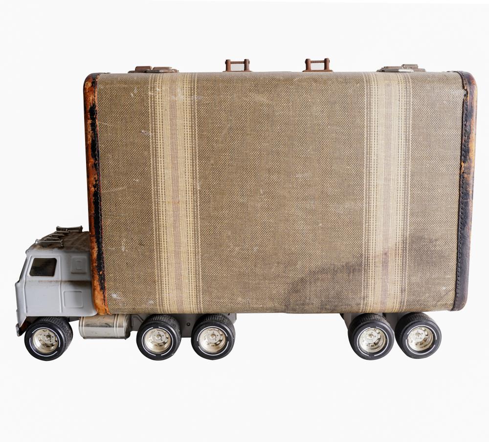 Appraisal: BRUCE HOUSTON B UNTITLED SUITCASE ON TRUCK mixed media signed