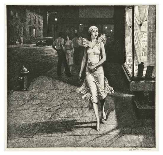 Appraisal: Martin Lewis - Night in New York M Etching signed