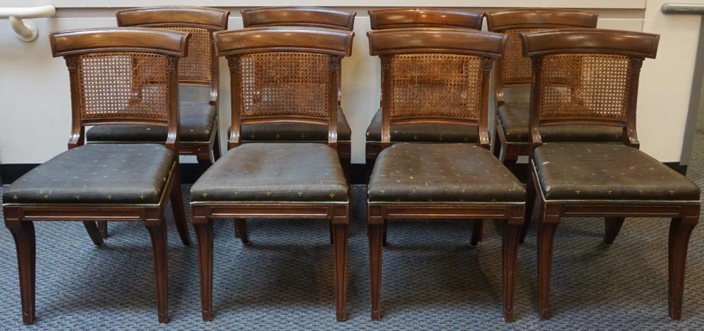 Appraisal: SET OF EIGHT NEOCLASSICAL STYLE WALNUT CANED BACK UPHOLSTERED SEAT