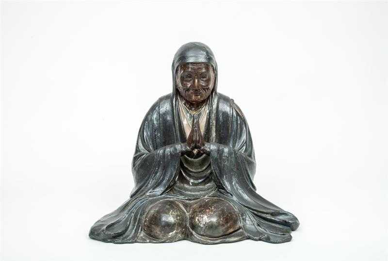 Appraisal: Japanese Lacquered Figure of a Seated Monk in Prayer x