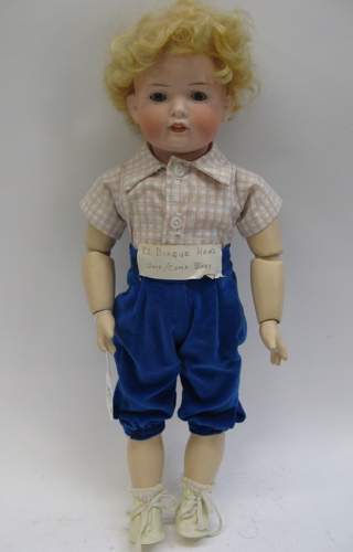 Appraisal: BAEHR PROESCHILD GERMAN BISQUE HEAD BOY DOLL - Bisque socket